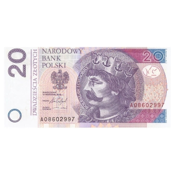 Banknote Polen 20 Zloty (20 PLN) Umlauf