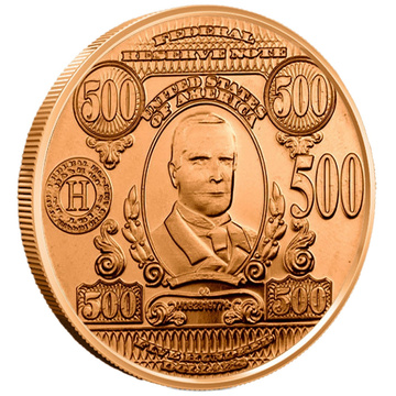 500-Dollar-Banknote 1 Unze Kupfer