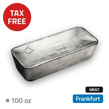 Anlagesilber 100 Unzen Akkreditierte Münzstätte – Gelagert im zollfreien Tresor in Frankfurt (Loomis)