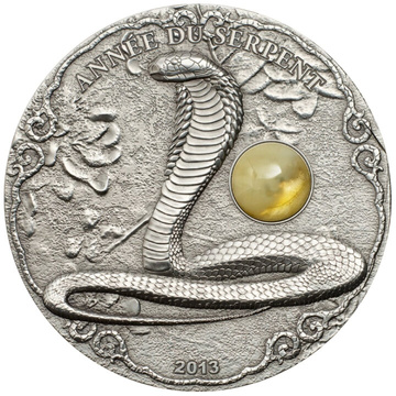 Togo: Jahr der Schlange 2 uncje Srebra 2013 Antique Finish