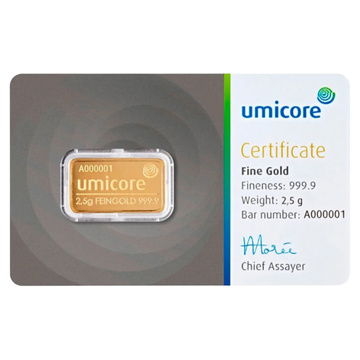  Umicore 2,5-Gramm-Goldbarren LBMA GD Refiner