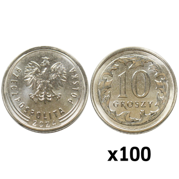 Nationalbank von Polen: 10 gr aus dem Münzsack Münze (100 Stück) von 2024 UNC