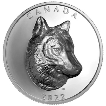 Canada: Timber Wolf Silber 2022 Extraordinarily Proof High Relief