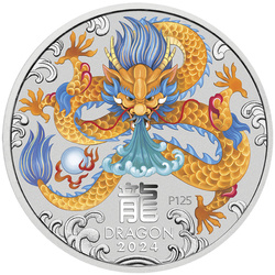 Perth Mint: Lunar III - Year of the Dragon coloured 5 oz Silber 2024