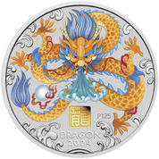 Perth Mint: Lunar III - Year of the Dragon coloured 1000 grams Silber 2024 Gold Privy Mark