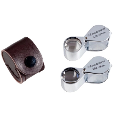 Leuchtturm - Chrome magnifier with 20x magnification (3 lenses)