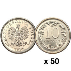 National Bank of Poland: 10 gr from the Bank Roll Coin (50 pcs) - Random Year