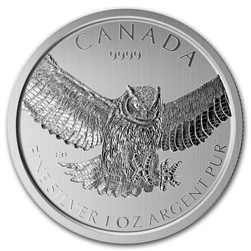 Horned Owl 1 oz Silver 2015  (Milk spot) 