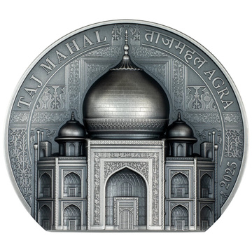 Cook Islands: Historical Monuments -Taj Mahal  5 oz Silver 2025 Antiqued Coin