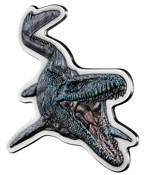 Niue: Jurassic World - Mosasaurus colored 2 oz Silver 2022 Antiqued Coin