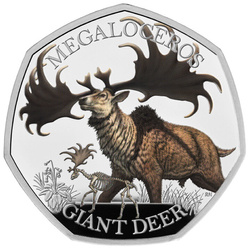 Ice Age Giants - Giant Deer coloured 50p Silver 2024 Proof