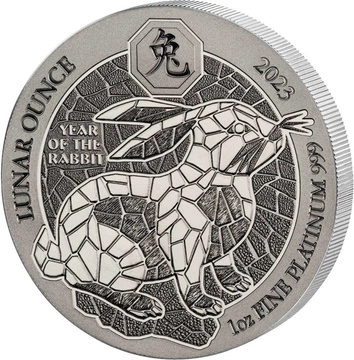 Rwanda: Lunar - Year of the Rabbit 1 oz Platinum 2023