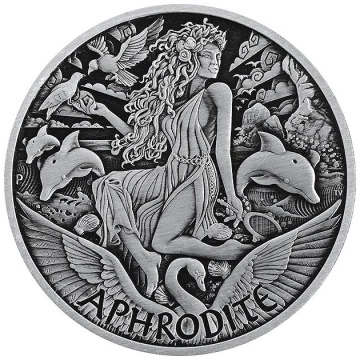 Tuvalu: Gods of Olympus - Aphrodite 1 oz Silver 2022 Antiqued Coin