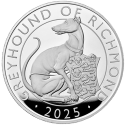  The Royal Tudor Beasts: The Greyhound of Richmond 5 oz Silver 2025 Proof 