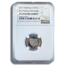 Alderney: 1/2 Sovereign Platinum 2017 Proof NGC PF69 Ultra Cameo