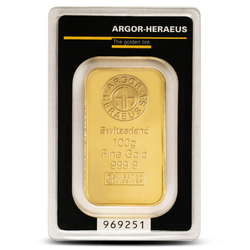 Argor - Heraeus 100 gram Gold Bar LBMA