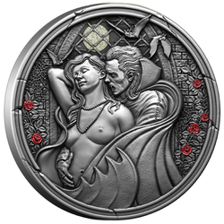 Cameroon: Midnight Seduction coloured 2000 CFA Francs Silver 2024 High Relief Antiqued Coin