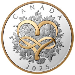 Canada: Celebrate Love $20 Silver 2025 Proof Gilded Coin