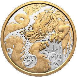 Canada: Water Dragon $50 Silver 2025 Proof Gilded Coin 