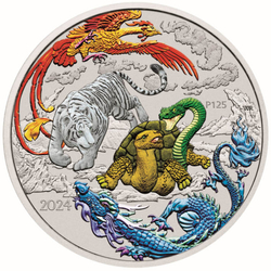 Chinese Myths and Legends: Four Guardians Hong coloured 1 oz Silver 2024 