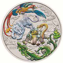 Chinese Myths and Legends: Four Guardians Lan coloured 1 oz Silver 2024