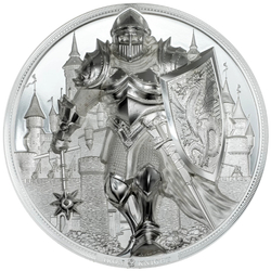 Cook Islands: Iron Knight 5 oz Silver 2024 Proof Ultra High Relief Coin