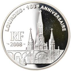 France: Lourdes 150e Anniversaire 1,5 Euro Silver 2008 Proof Coin