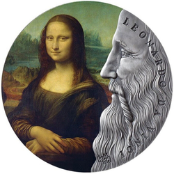 Ghana: Worlds Greatest Artists - Leonardo da Vinci Colorized 2 oz Silver 2019 High Relief Antiqued Coin