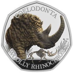 Ice Age Giants - Woolly Rhinoceros coloured 50p Silver 2024 Proof 