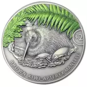Kiwi colored 2 oz Silver 2021 Antique Finish