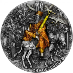Niue: Eight Immortals - Zhang Guolao coloured 1 oz Silver 2022 High Relief Antiqued Coin