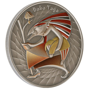 Niue: World of Cryptids - Baba Yaga $2 colored Silver 2023 High Relief Antiqued Coin