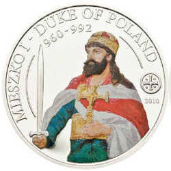 Palau: Mieszko I - Duke of Poland coloured 1/2 oz Silver 2010 Proof