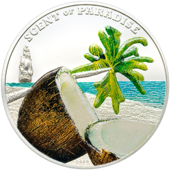 Palau: Scent of Paradise - Coconut coloured $5 Silver 2009