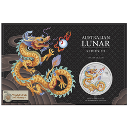 Perth Mint: Lunar III - Year of the Dragon "Golden Dragon" coloured 1 oz Silver 2024 (ANA Show Special)	