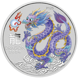 Perth Mint: Lunar III - Year of the Dragon "Lilac Dragon" coloured 1/2 oz Silver 2024 