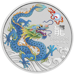 Perth Mint: Lunar III - Year of the Dragon "Teal Dragon" coloured 1/2 oz Silver 2024 