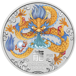 Perth Mint: Lunar III - Year of the Dragon colored 5 oz Silver 2024