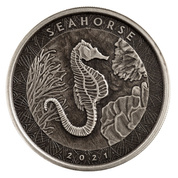 Samoa: Seahorse 1 oz Silver 2021 Antique Coin