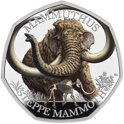 Tales of the Earth - Steppe Mammoth coloured 50p Silver 2024 Proof 