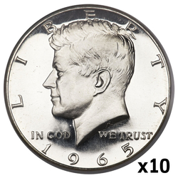 USA: 50 Cents - Half Dollar ($0.50) Silver Various Vintages (Ag.400 sample) Circulating 10 pieces