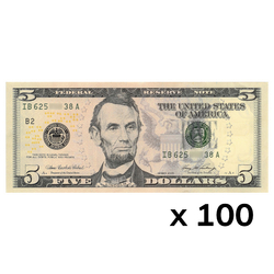 USA Banknote 5 Dollars (5 U.S. dollars / 5 USD) 100 pieces