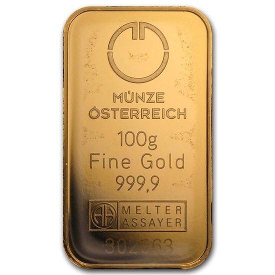 100 grams Gold Bar Austrian Mint - www.metalmarket.eu