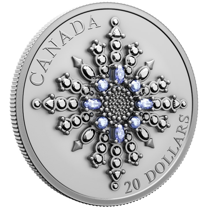 Canada: The Sapphire Jubilee Snowflake Brooch $20 Silver 2024 Matte Proof