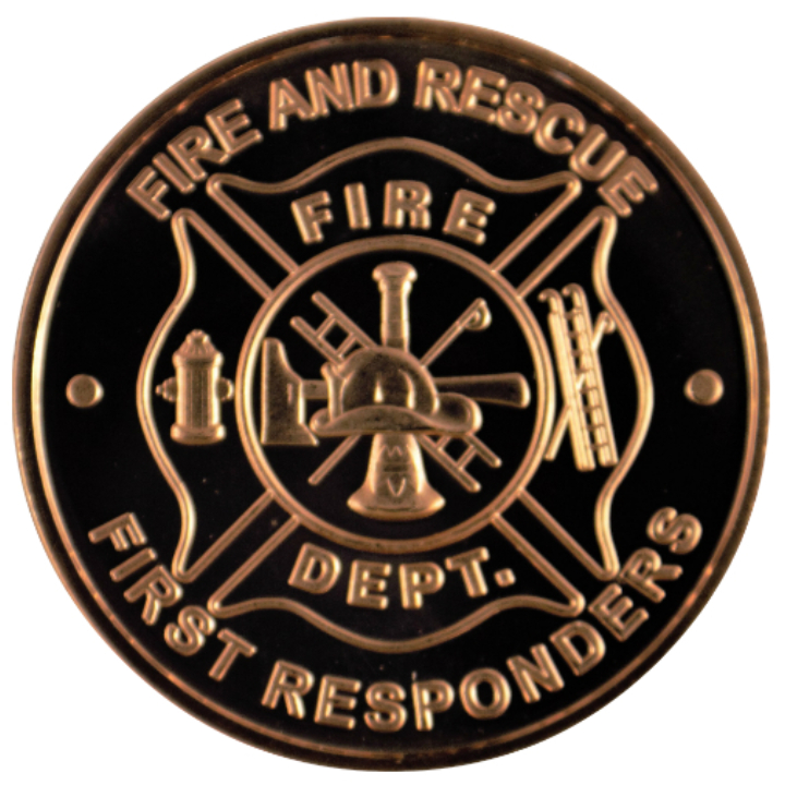 Fire Department Logo 1 oz Copper Round - www.metalmarket.eu