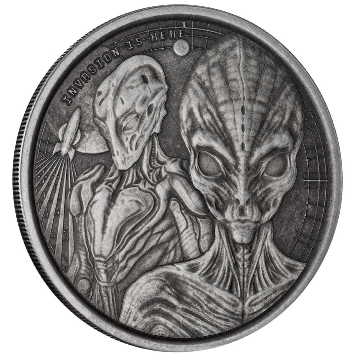 Ghana Alien 1 oz Silver 2023 Antiqued Coin www.metalmarket.eu