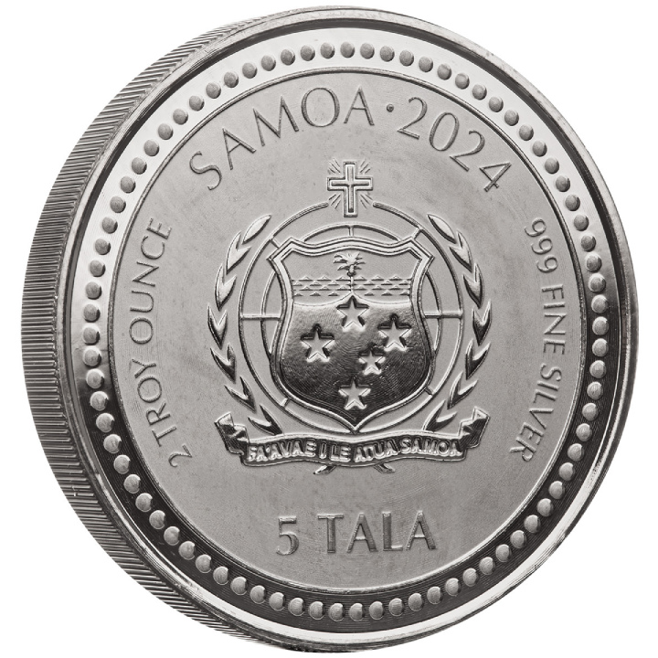 Samoa Year of the Dragon 2 oz Silver 2024 Black Rhodium Coin www