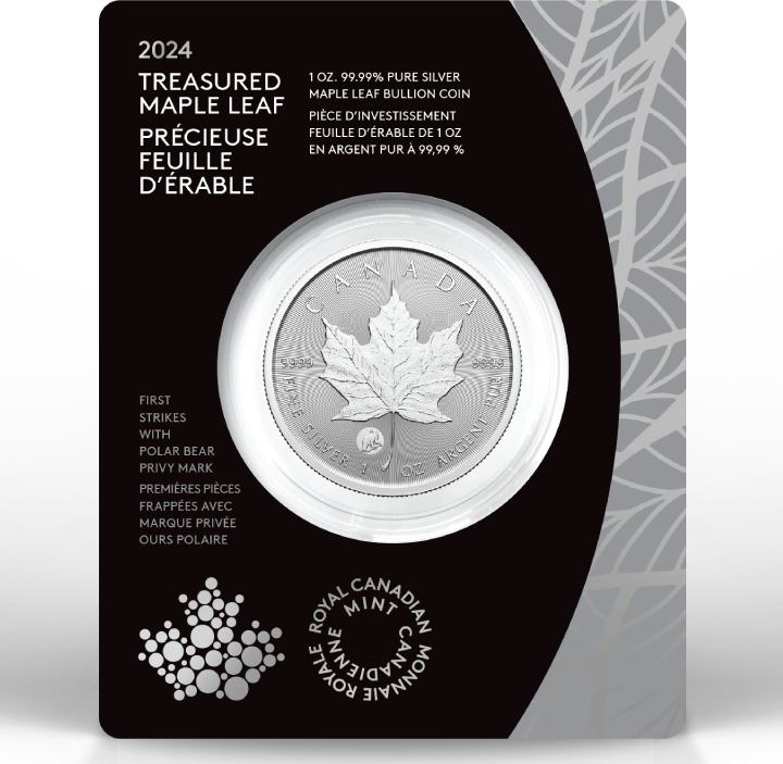 Treasured Canadian Maple Leaf 1 Oz Silver 2024 Polar Bear Privy Mark   Eng Pl Treasured Canadian Maple Leaf 1 Oz Silver 2024 Polar Bear Privy Mark First Strikes 9556 3 