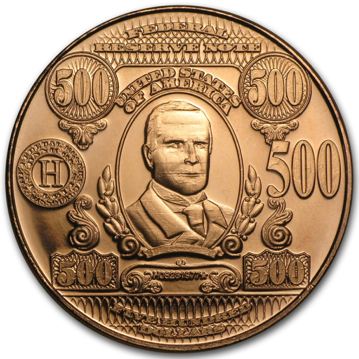 $500 William McKinley Banknote Replica 1 oz Copper