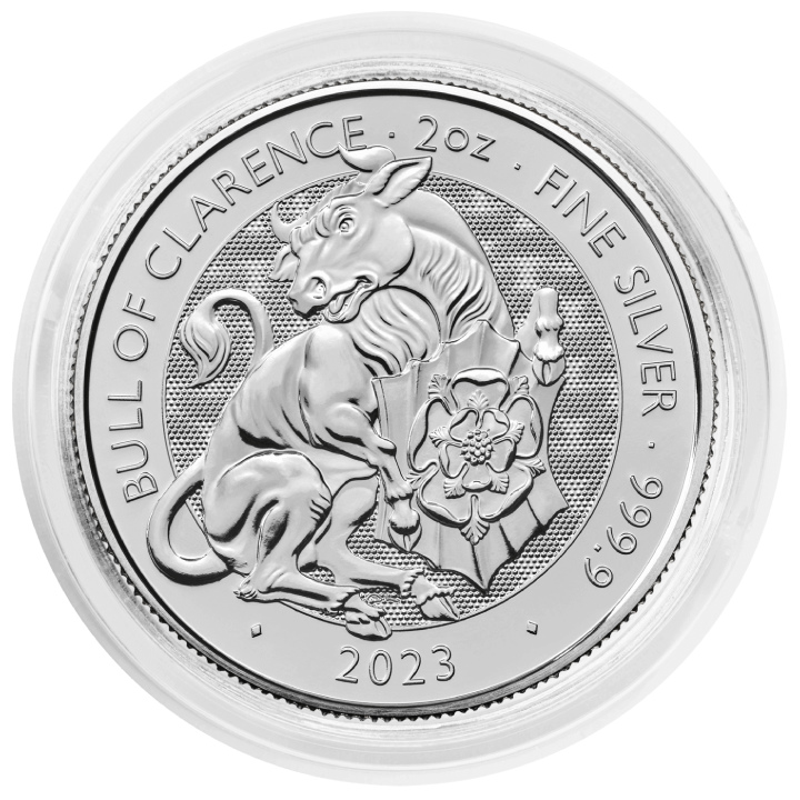  The Royal Tudor Beasts: The Bull of Clarence 2 oz Silver 2023 